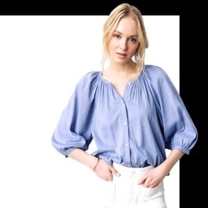 LC Lauren Conrad | Blue Peasant Blouse Sz M NWT